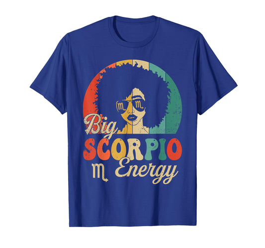 Big Scorpio Energy Afro Woman Retro Sunset Zodiac Sign T-Shirt
