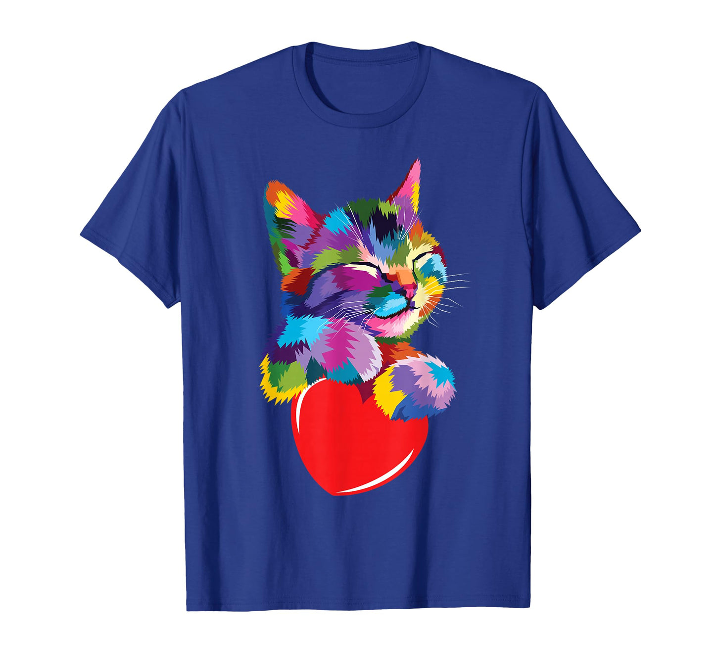 cute colorful cat hug heart art for lover cats kitty kitten T-Shirt