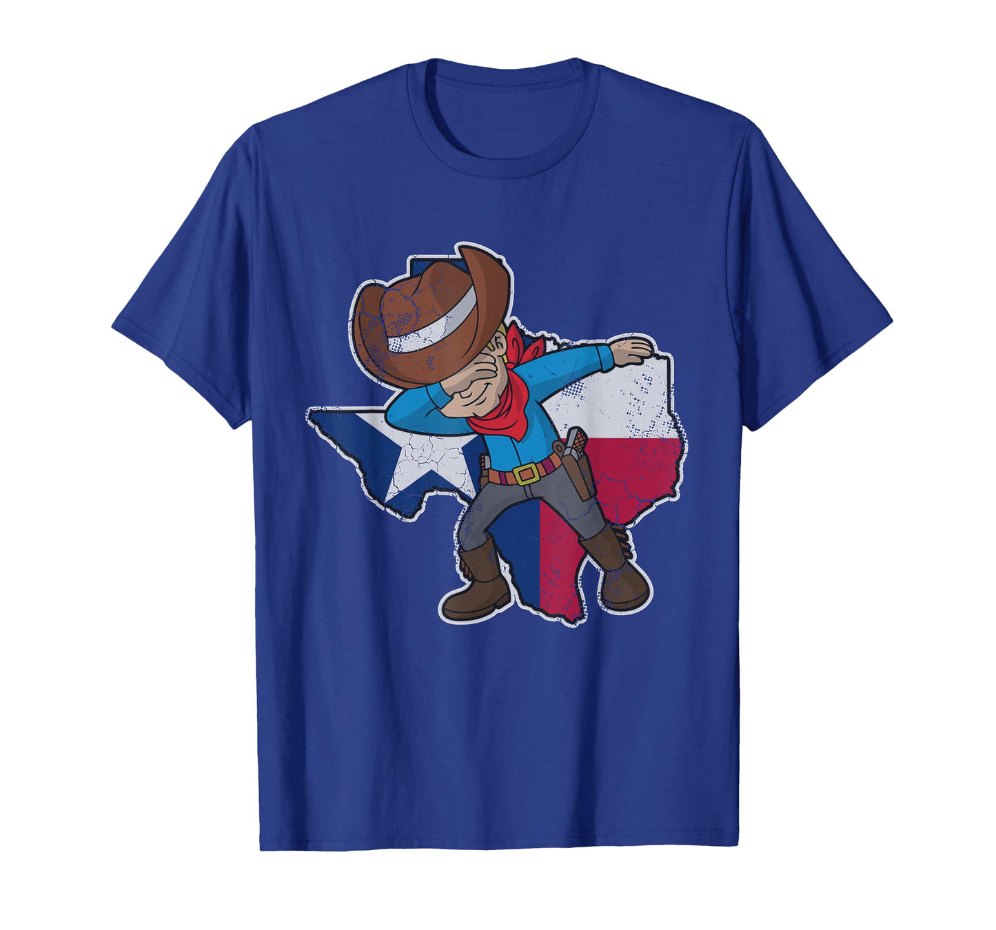 Dabbing Cowboy Texas Texan Flag Map Vintage Distressed Fade T-Shirt Small