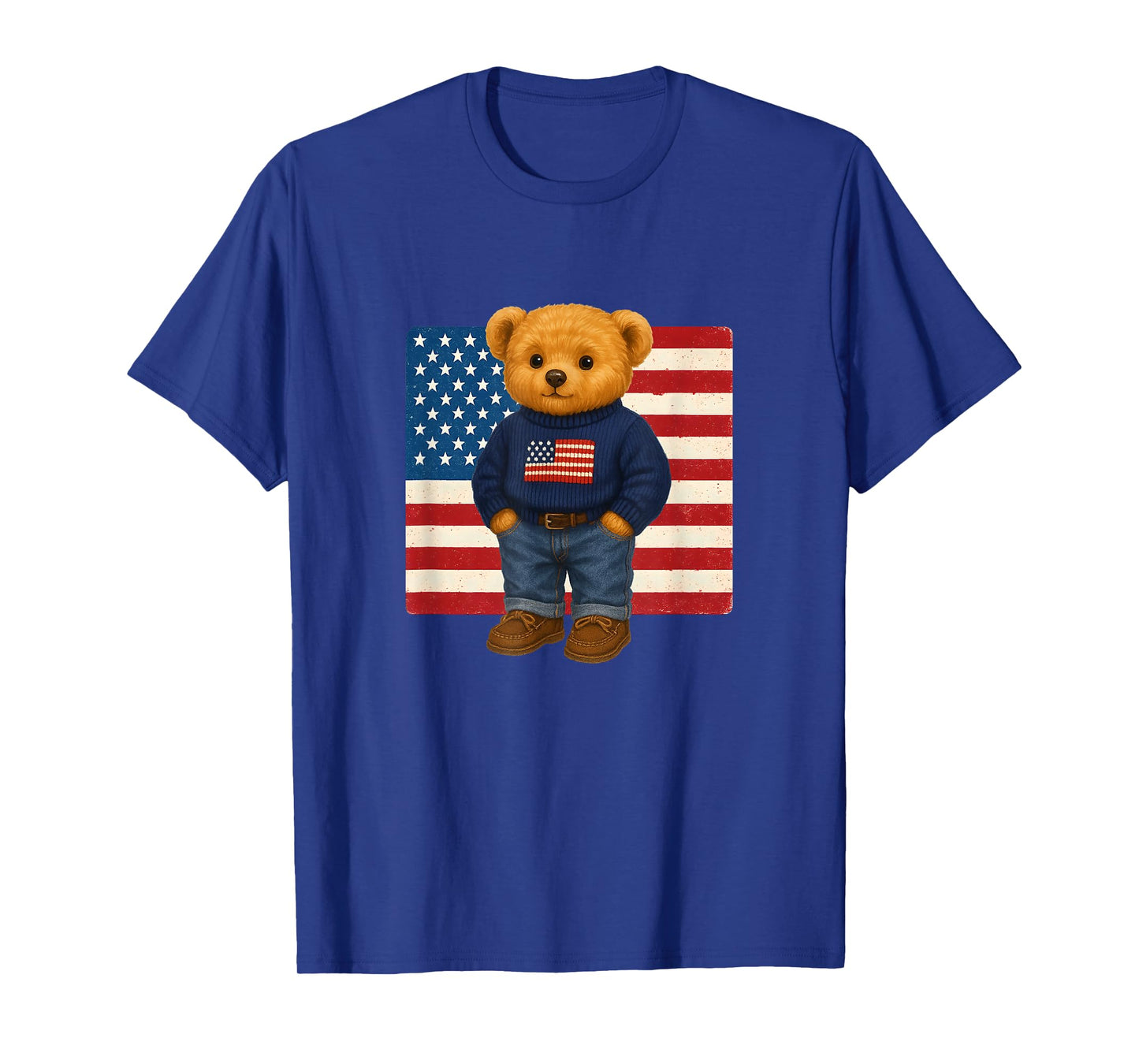Cool American USA Teddy Bear Illustration Graphic Designs T-Shirt
