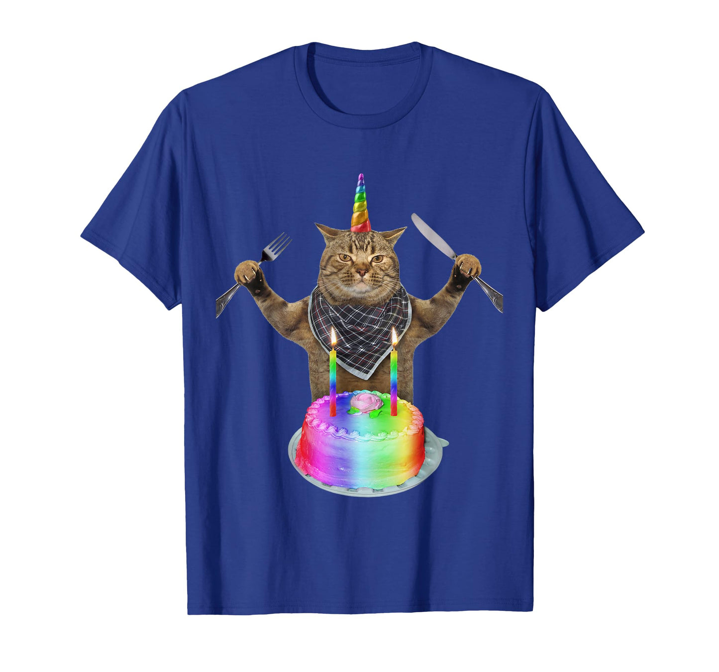 Funny cat Unicorn with a Birthday Cake T-Shirt