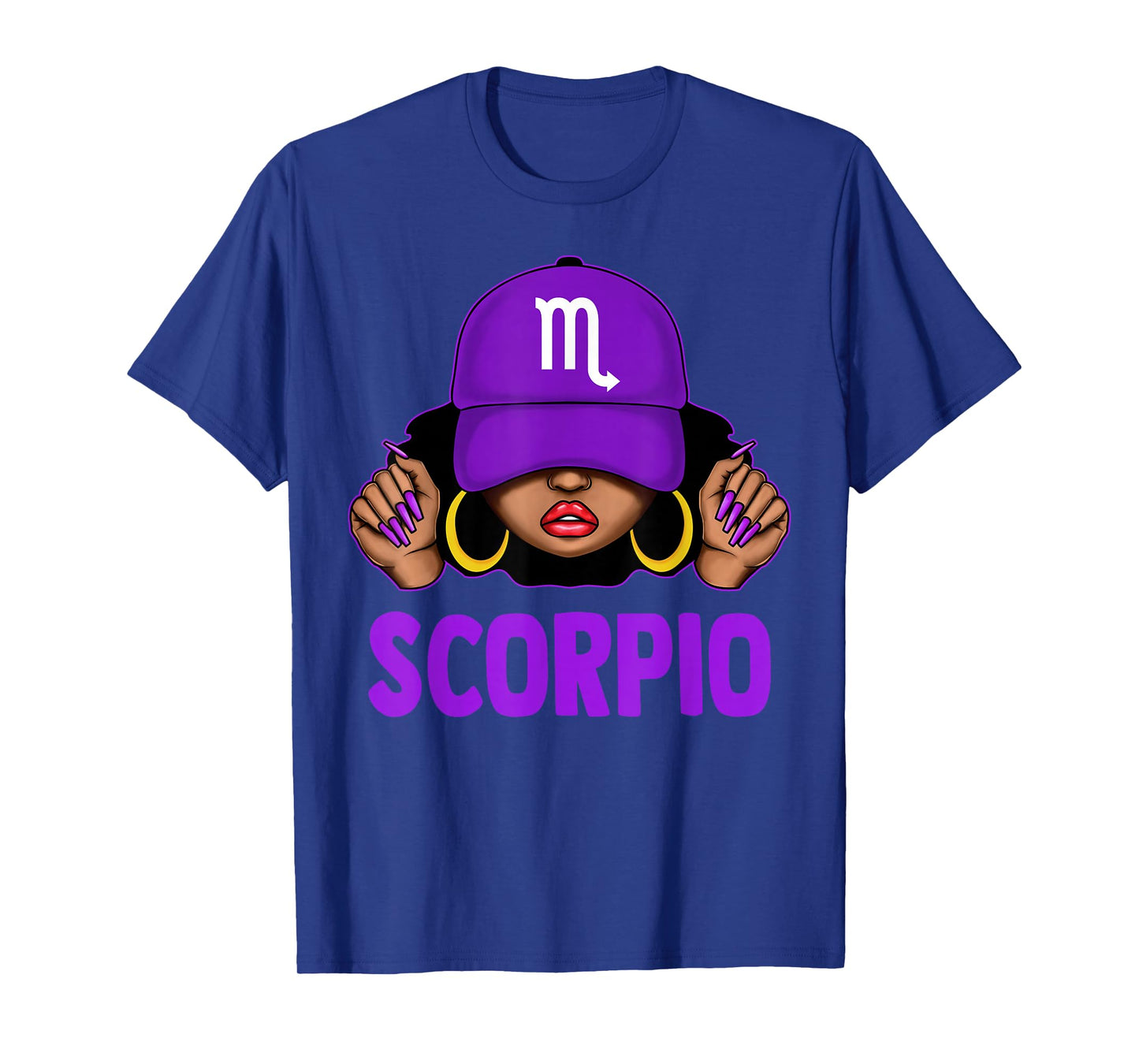 Scorpio Queen Black Woman Purple Cap It's My Birthday T-Shirt