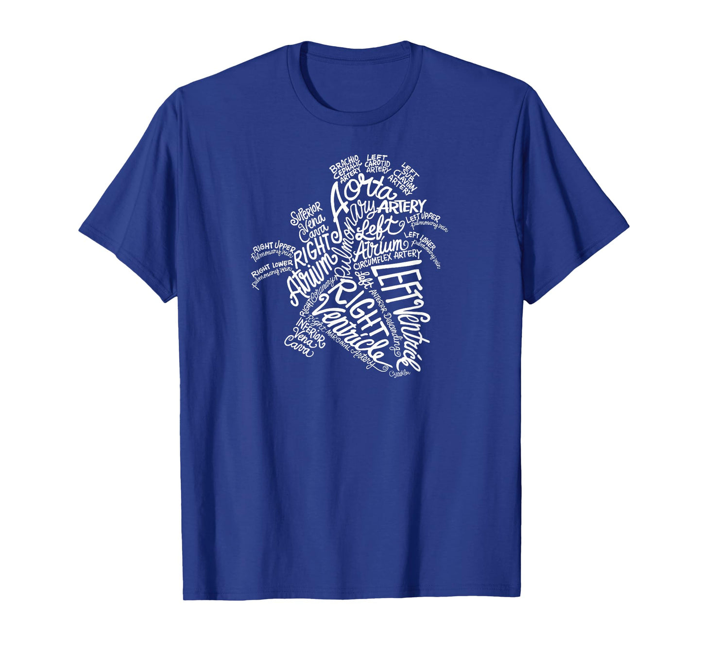 Anatomical Heart Medical White Word Cloud Line Art T-Shirt