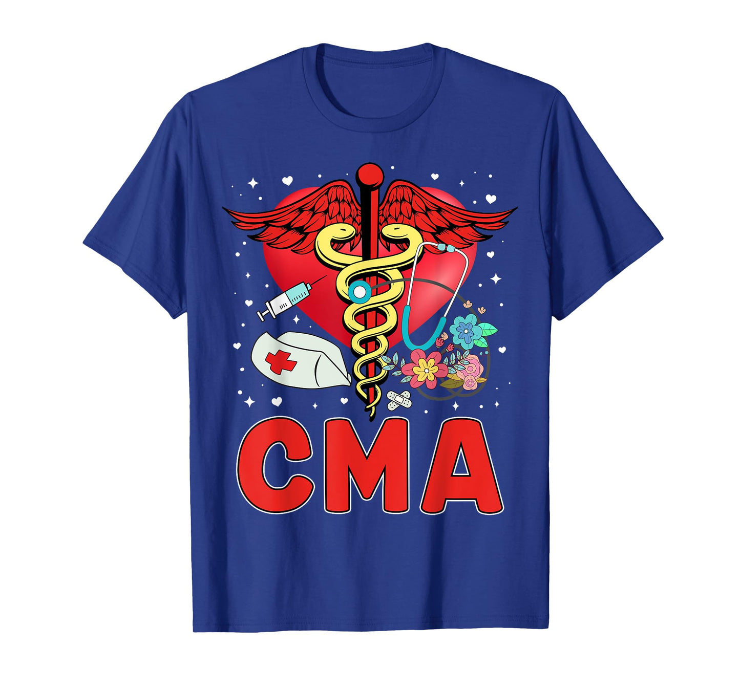 Cute CMA Shirt For Women Caduceus Stethoscope Heartbeat T-Shirt