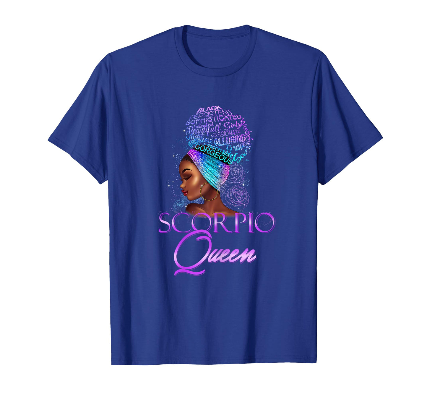 Purple Scorpio Queen African American Woman October November T-Shirt