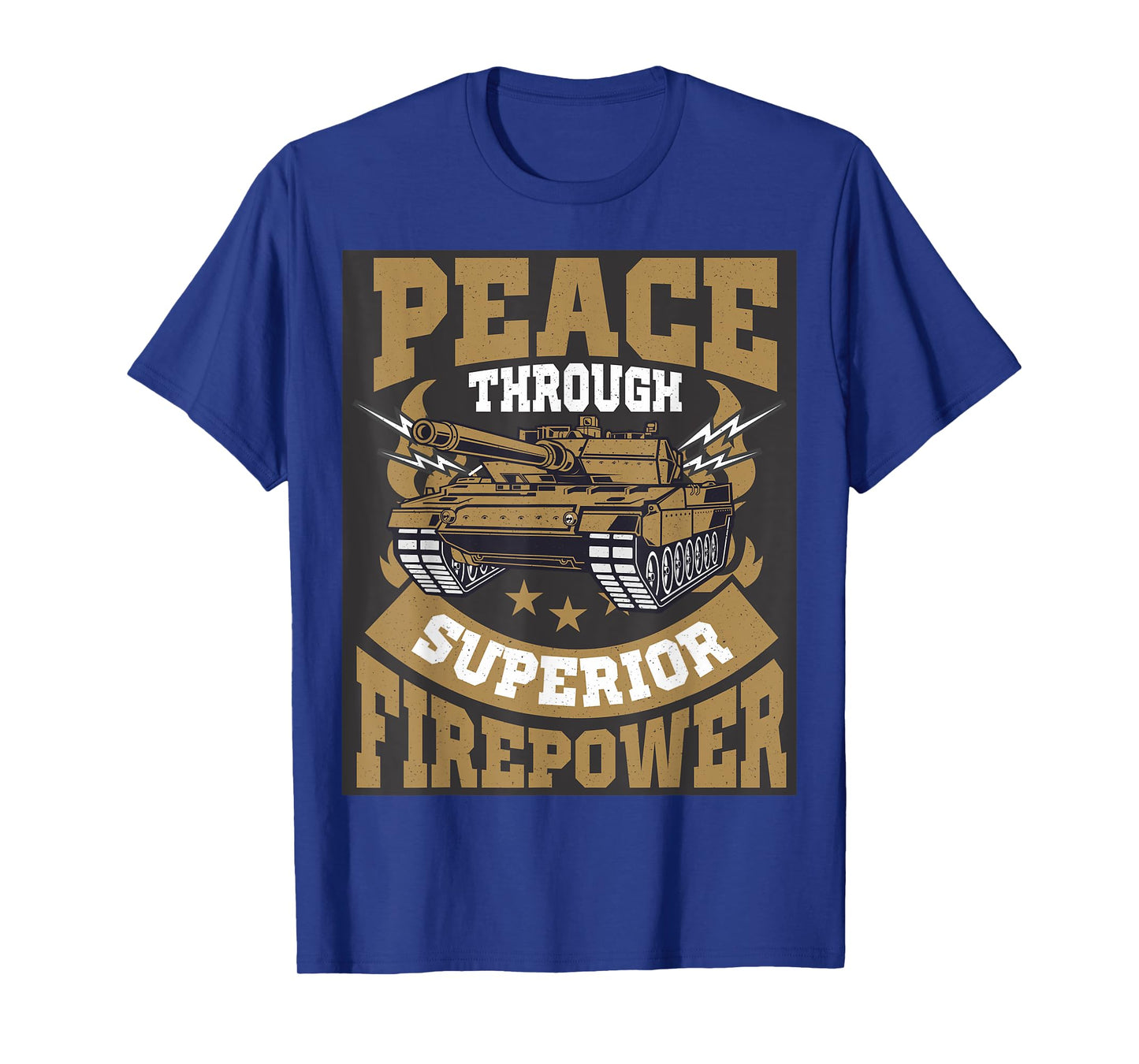 Peace Through Superior Firepower USA Flag Soldier Military T-Shirt for Women Men