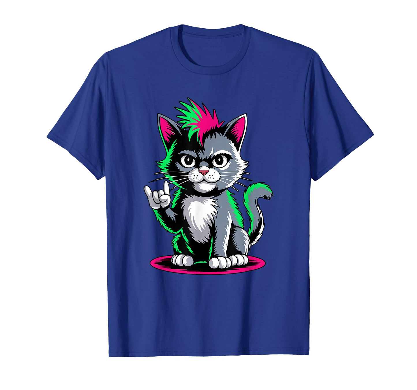 Punk Rock Men Kids Women Funny Cat T-Shirt