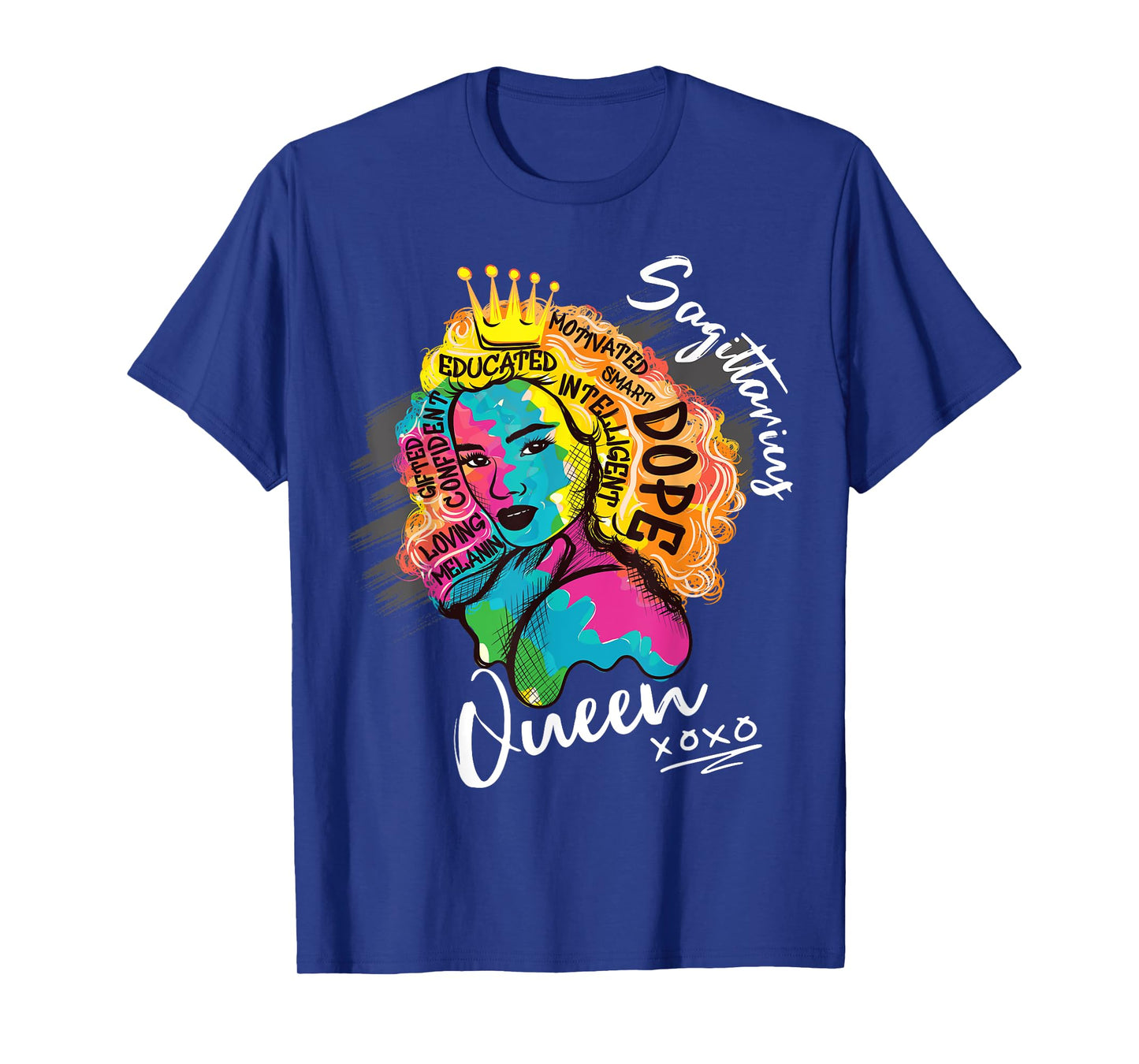 Sagittarius Queen Zodiac Sign With Dope Melanin Black Women T-Shirt