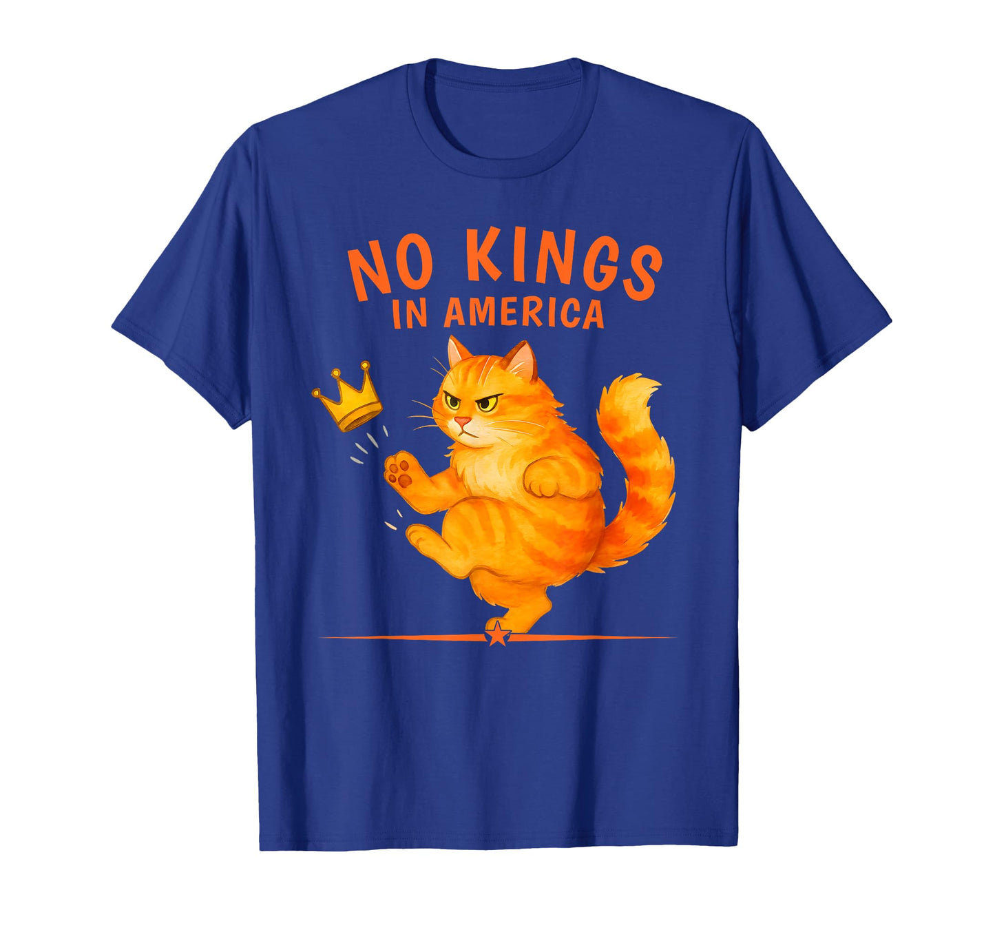 No Kings in America | Patriotic Political Cat Design T-Shirt