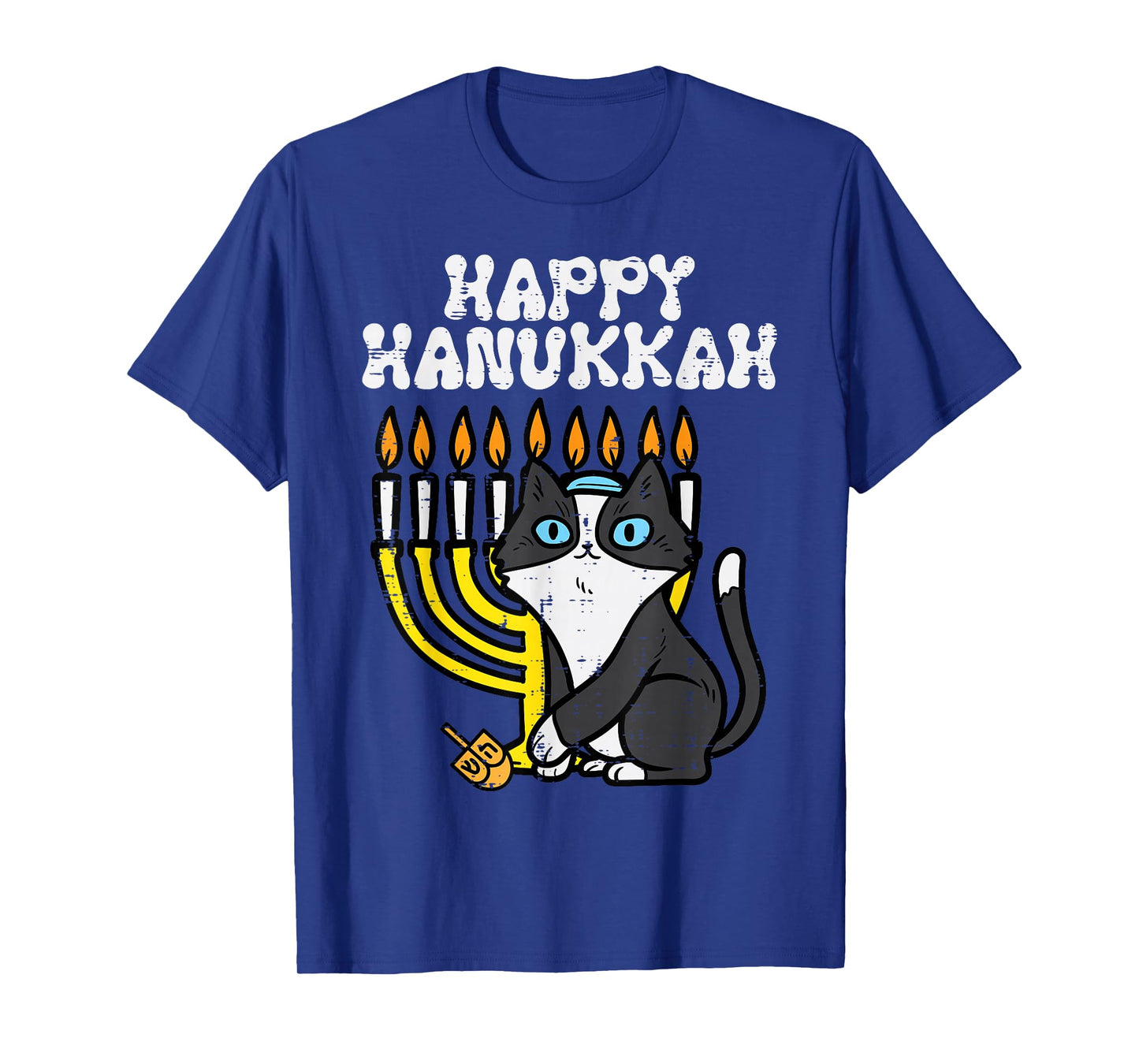 Happy Hanukkah Jewish Cat Funny Chanukah Men Women Kids T-Shirt