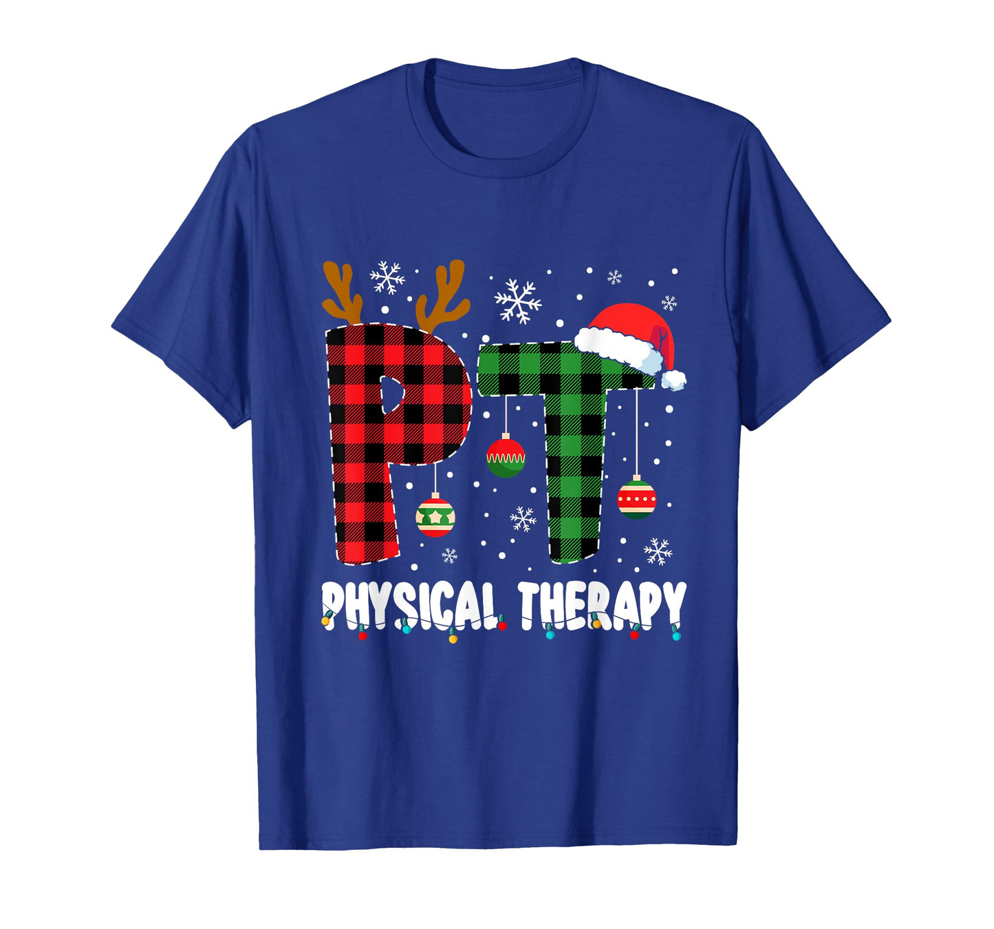 Christmas Physical Therapy Apparel Unisex-Adults T-Shirt Black Small Crew Neck Short Sleeve Modern Classic Christmas Physical Therapy Assistant T-Shirt