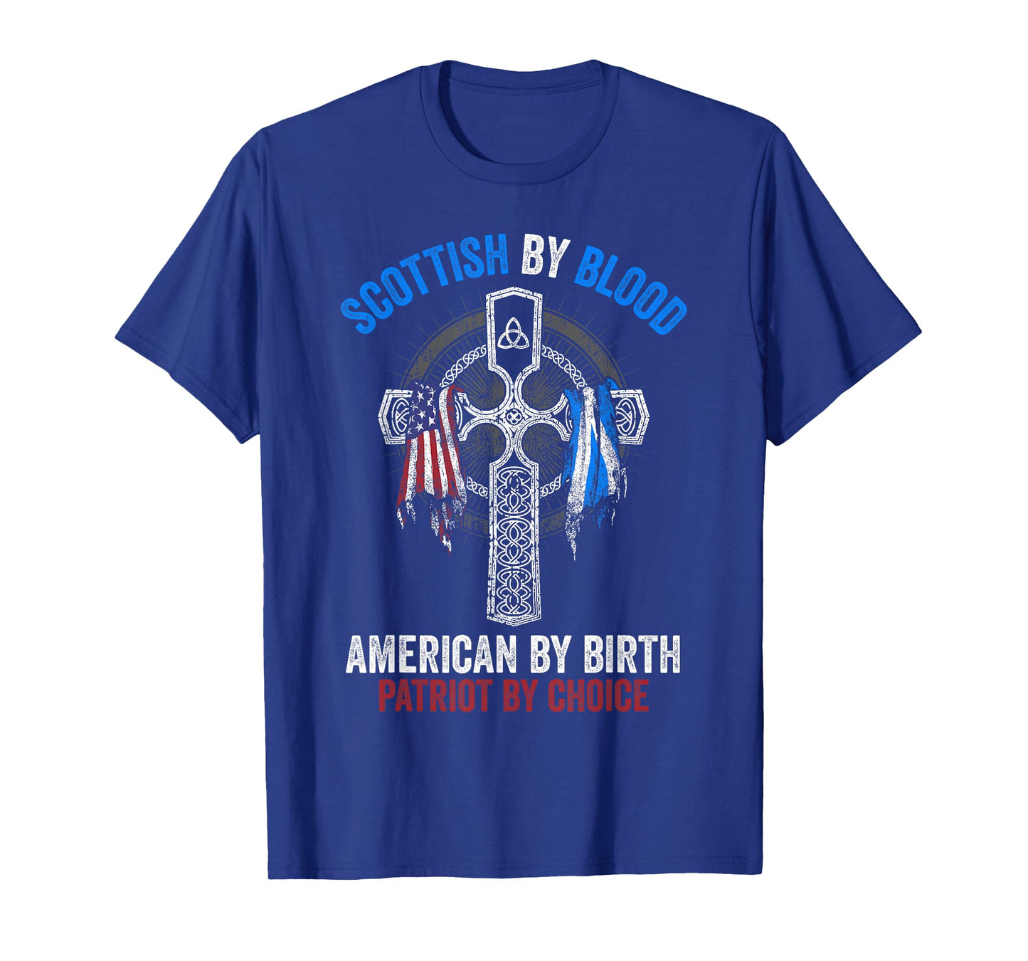 Scottish By Blood American By Birth Cross Flag T-Shirt