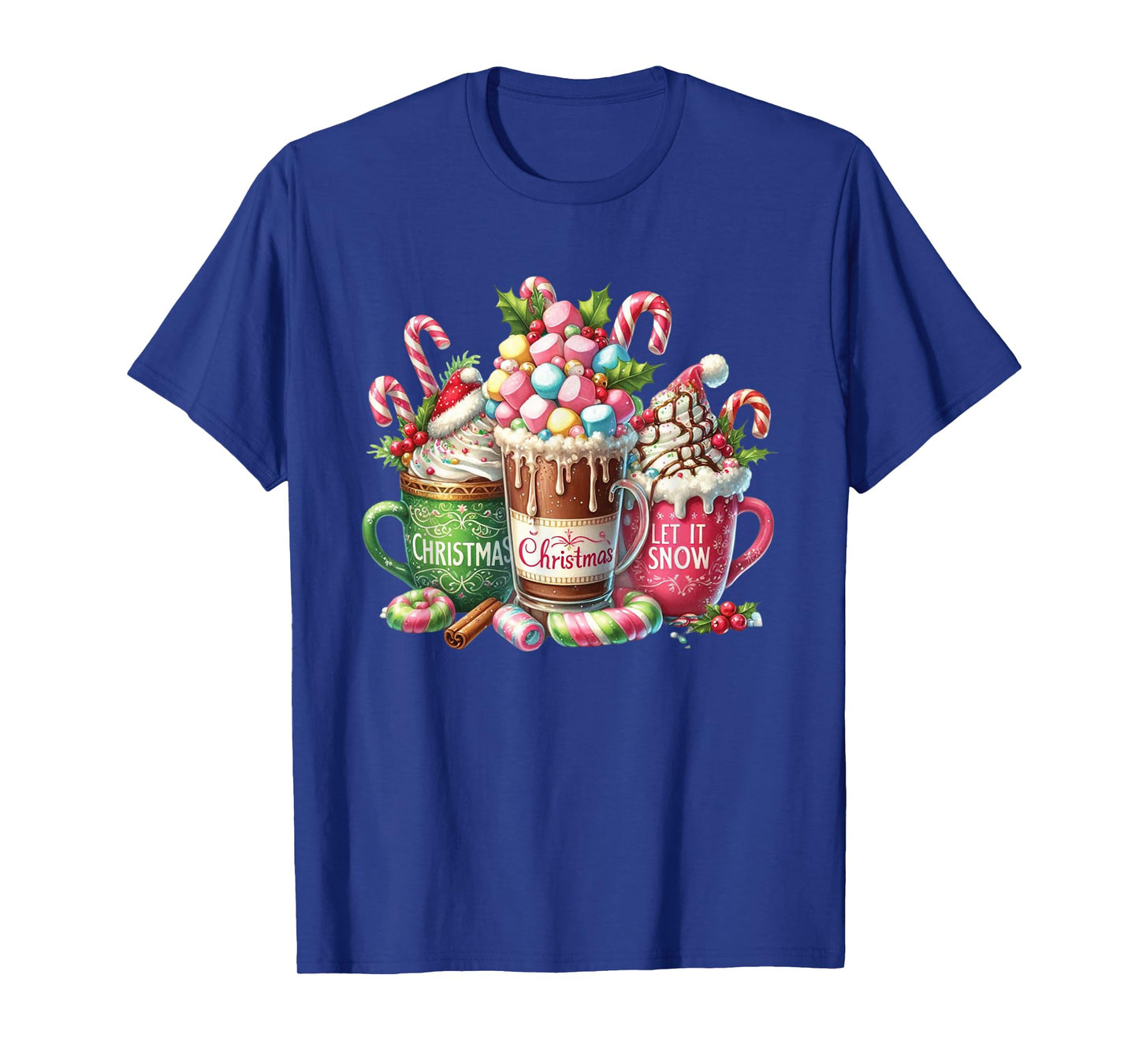 Christmas Cocoa Mug Candy Cane Marshmallow Holiday Graphic T-Shirt