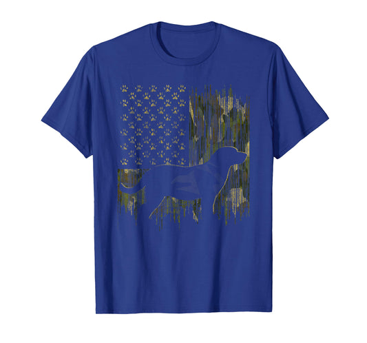 Vintage Camouflage USA Flag Love Labrador Dog Lab Silhouette T-Shirt