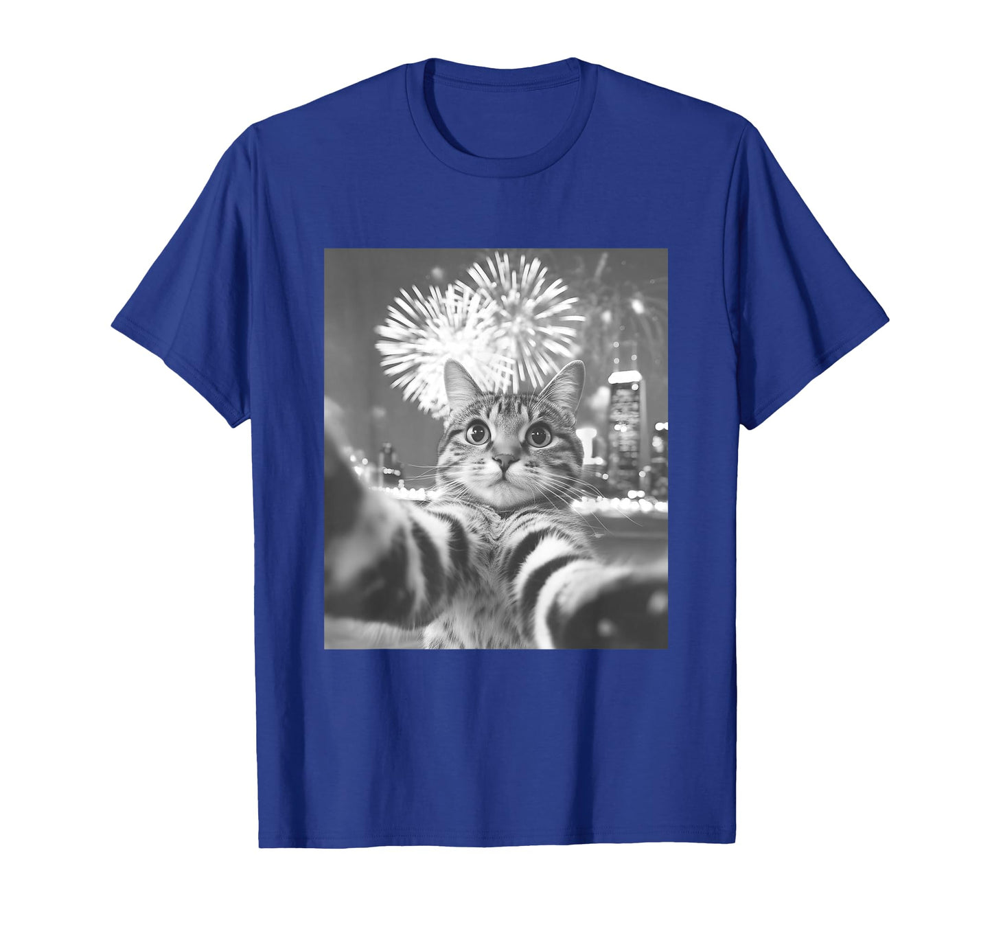 Funny Cat Selfie New Year Firework T-Shirt