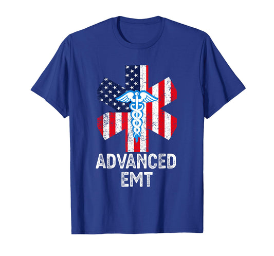 American Flag USA Advanced EMT AEMT Medical Technician Women Men T-Shirt