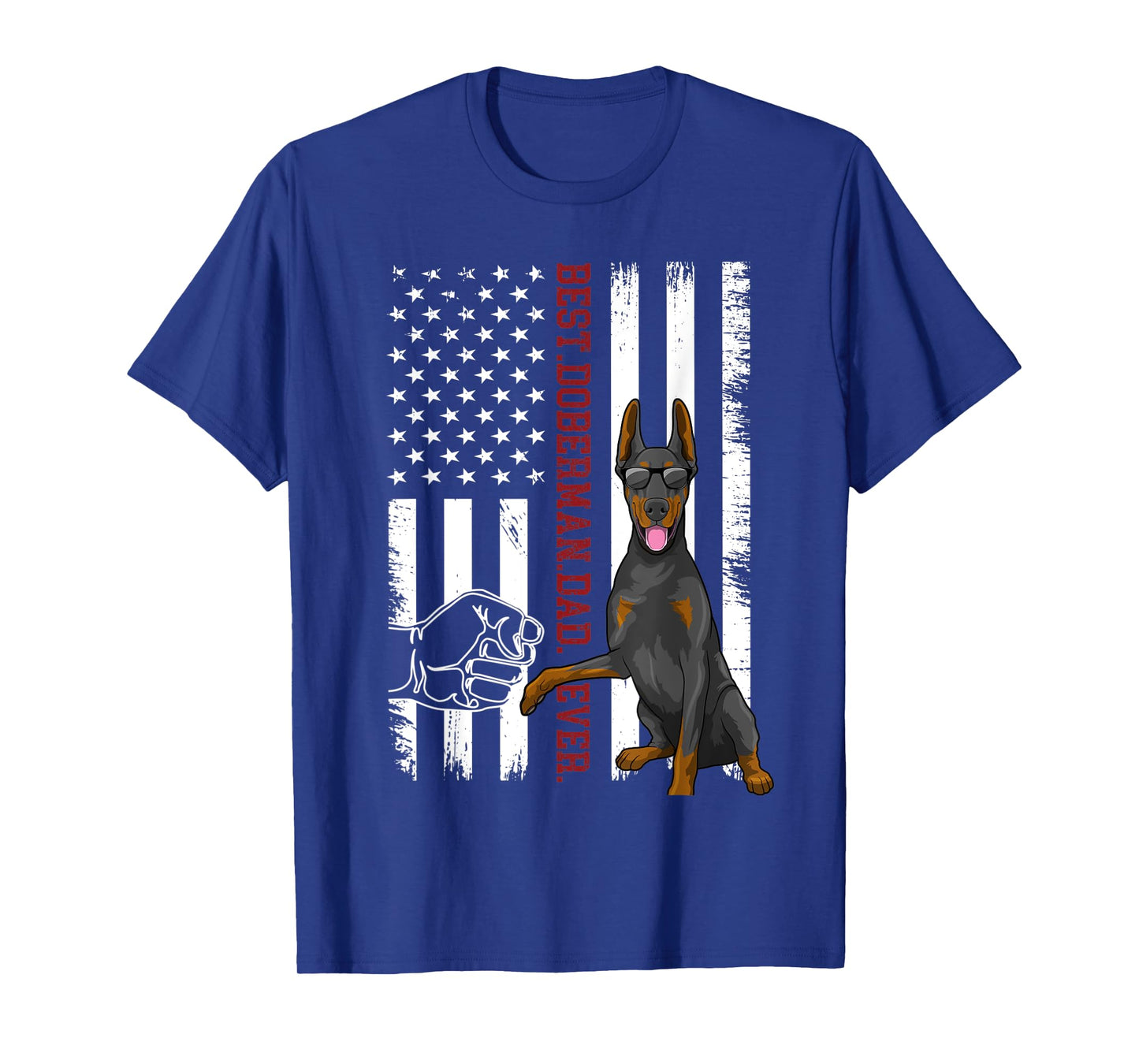 Doberman Pinscher Dad Dog American Flag Outfit for Men T-Shirt