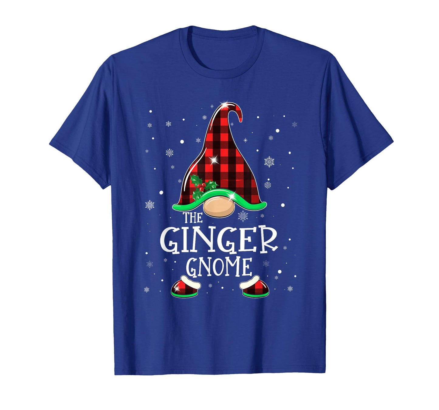 Funny Ginger Gnome Buffalo Plaid Matching Christmas Pajama T-Shirt