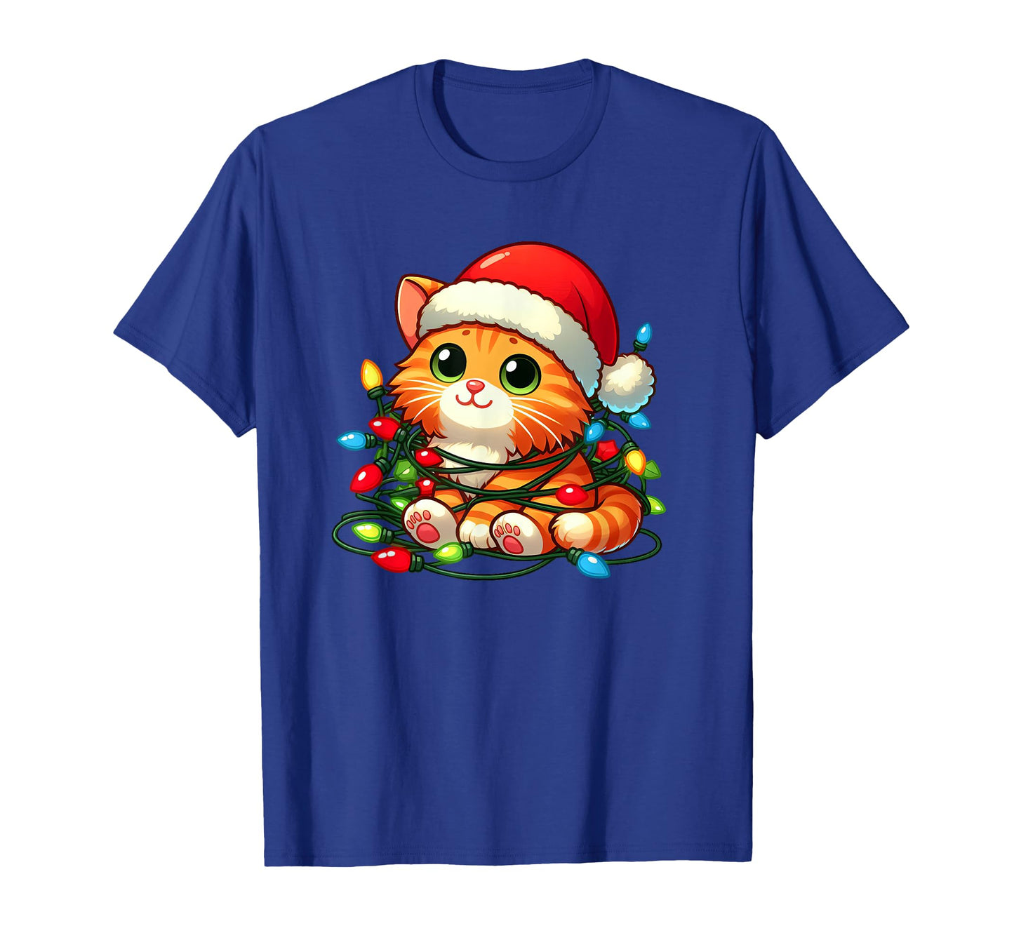 Orange Tabby Cat Christmas Lights Pet Funny Xmas T-Shirt for Men Women Kids