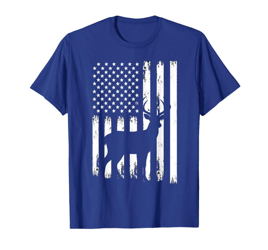 Deer Hunting Hunter Camo USA American Flag Patriotic Graphic T-Shirt