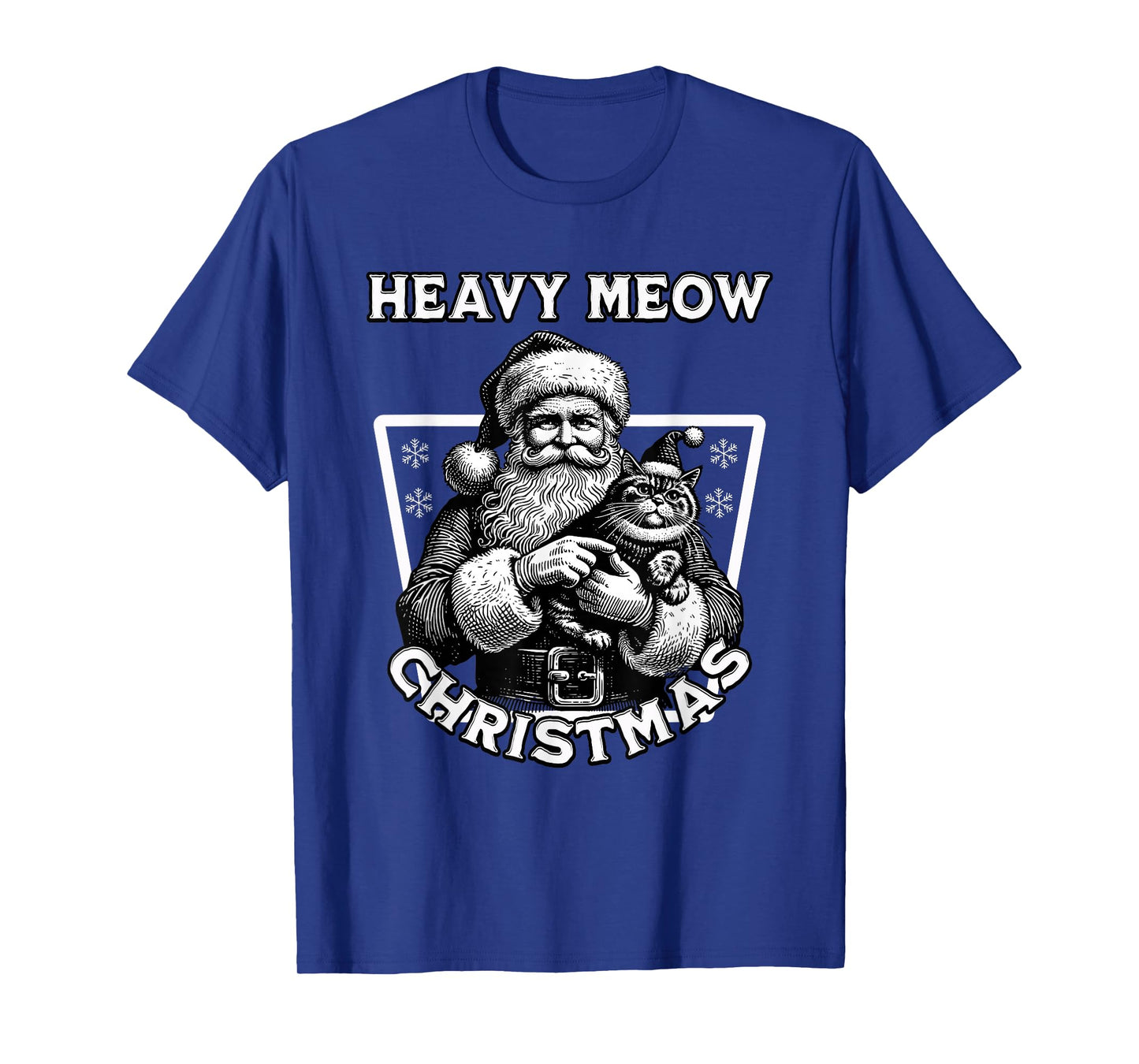 Heavy Meow Christmas Funny Cat Santa T-Shirt