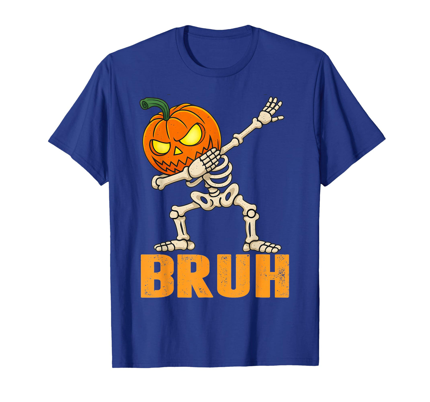 Bruh Skeleton Halloween Dabbing Boys Pumpkin Jack O Lantern T-Shirt