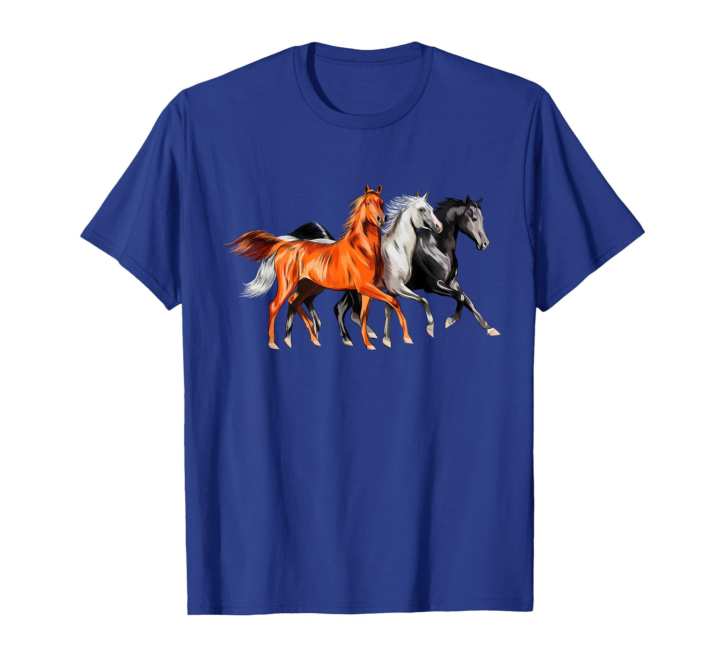 Cool 3 Wild Horses Running Around Vintage Novelty T-Shirt
