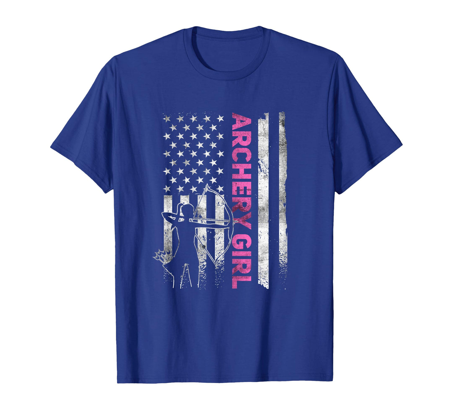 Retro American Archery Girl Apparel US Flag Female Archer T-Shirt