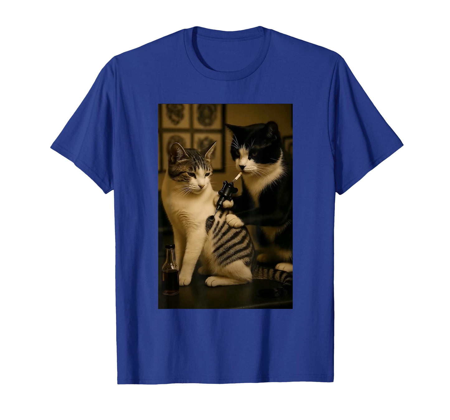 Vintage Cat Smoking Tattoo Inked Kitty Artist Funny Meme T-Shirt