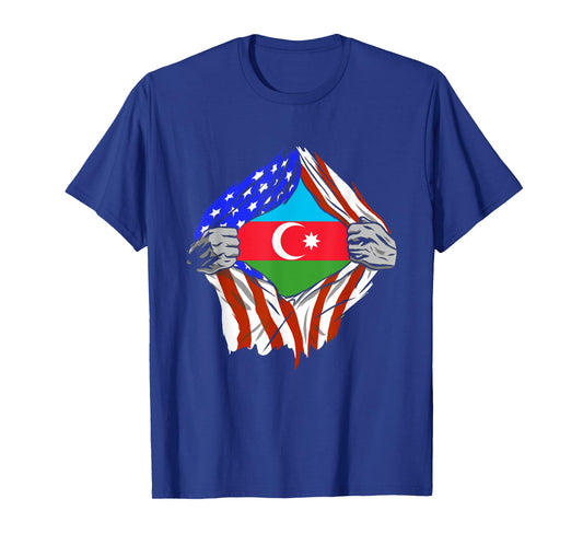 Azerbaijan USA America Chest American Flag Azerbaijani Pride T-Shirt
