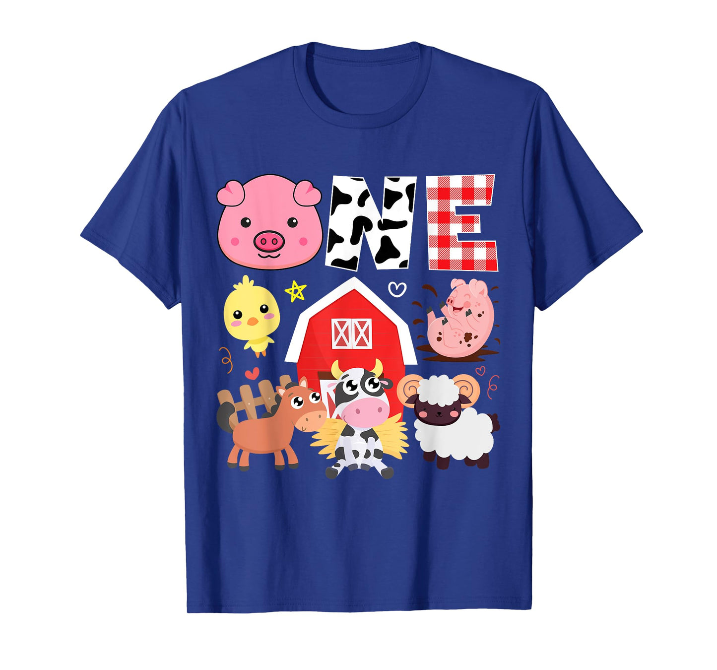 1st Birthday One Year Old Farm Theme Animals Birthday Party T-Shirt