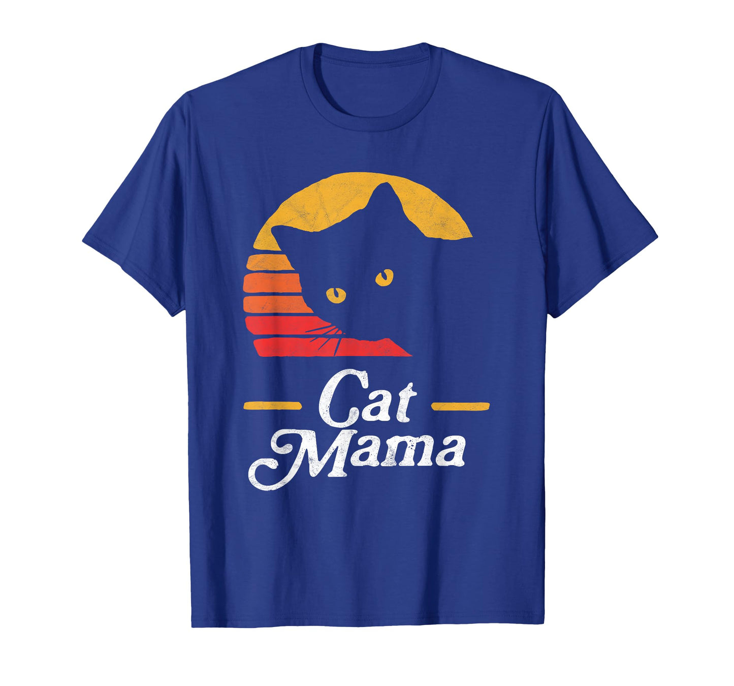 Cat Mama Vintage Eighties Style Cat Retro Distressed T-Shirt