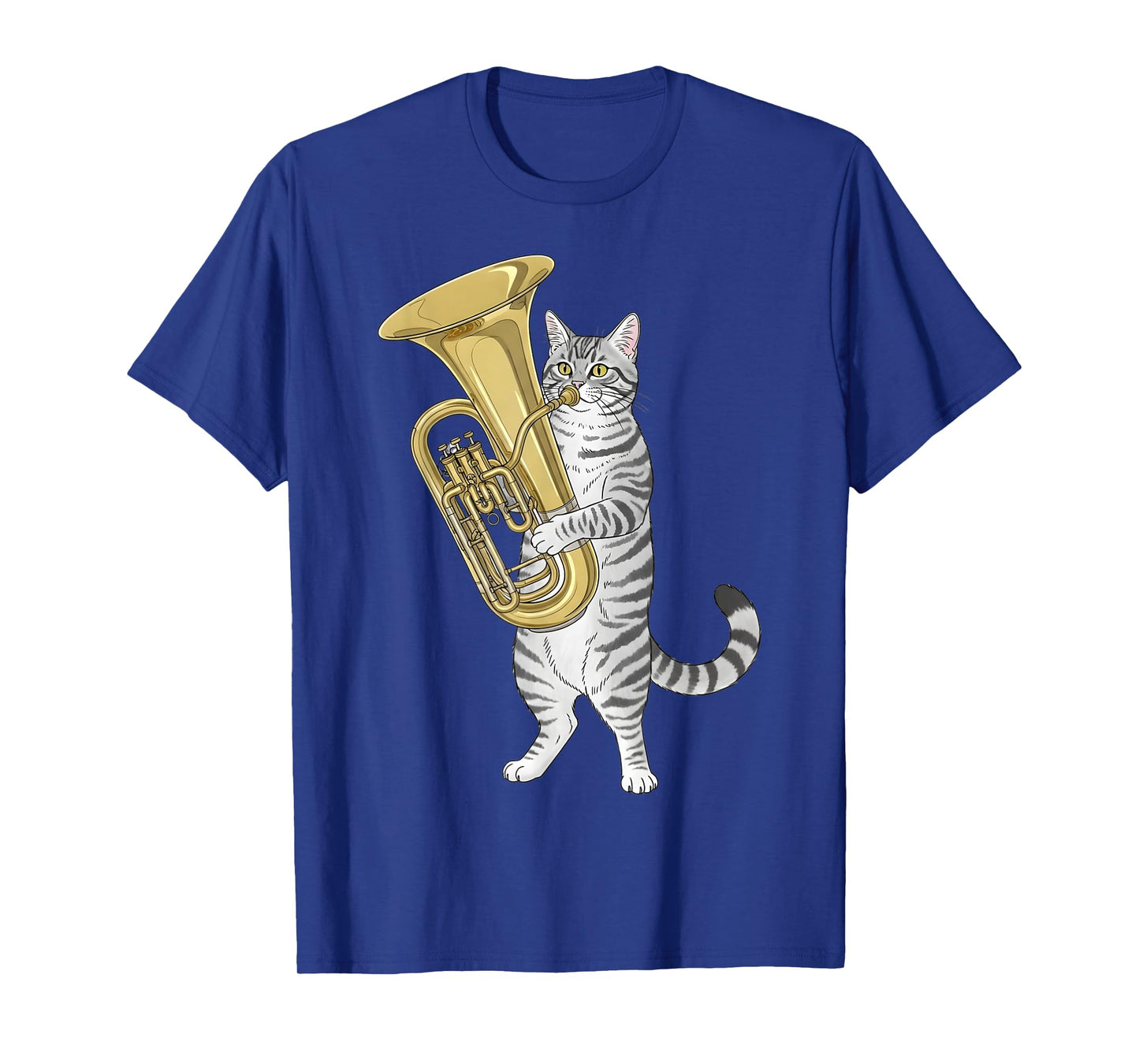 Funny Cat Playing Tuba Marching Band Men Women Girls Boys T-Shirt