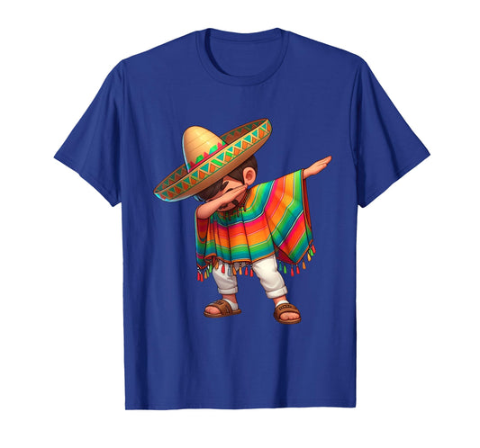 Dabbing Mexican Poncho Cinco de Mayo Boys Men Sombrero Dab T-Shirt