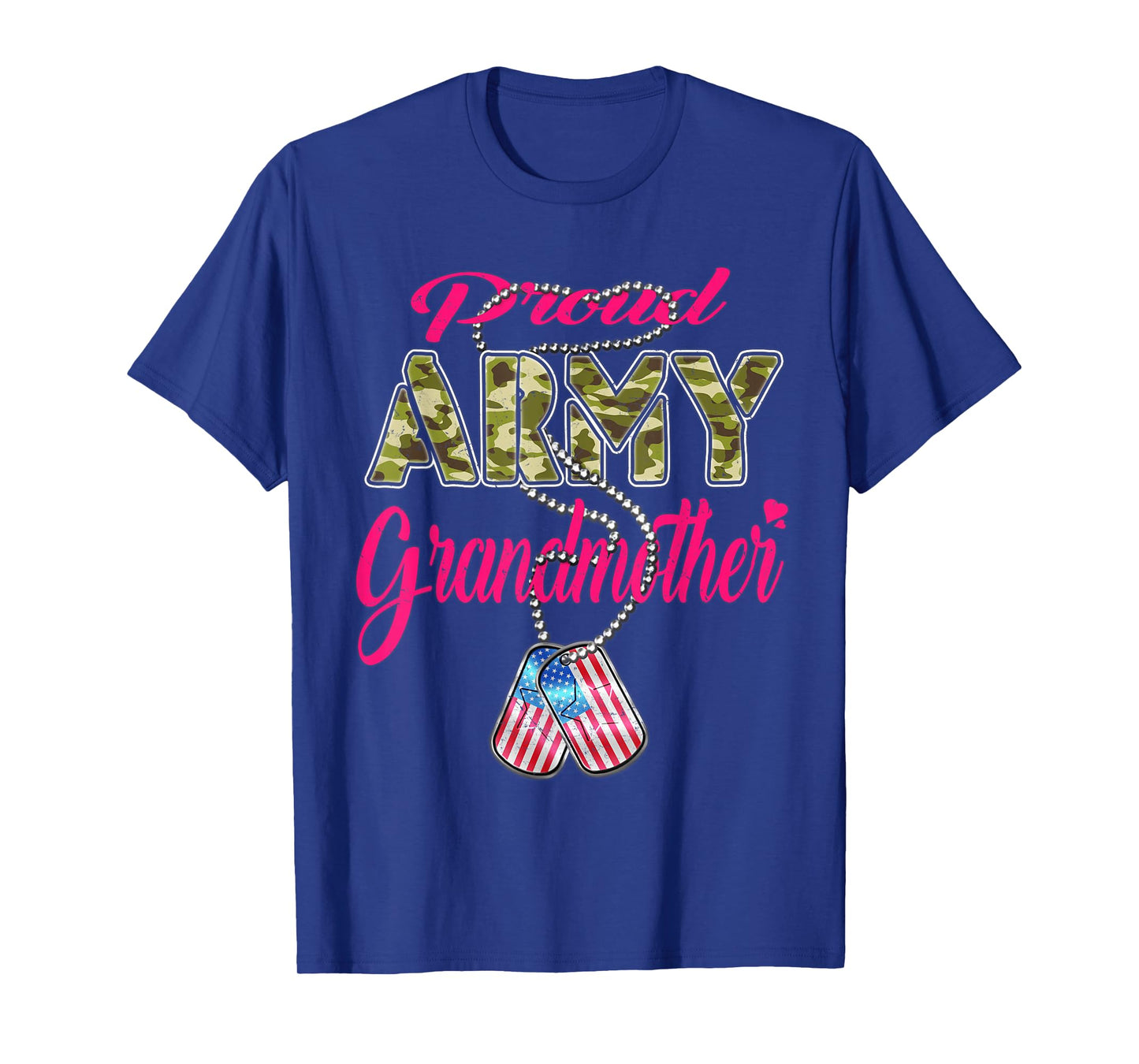 Proud Army Grandmother Camo US Flag Dog Tag Military Grandma T-Shirt