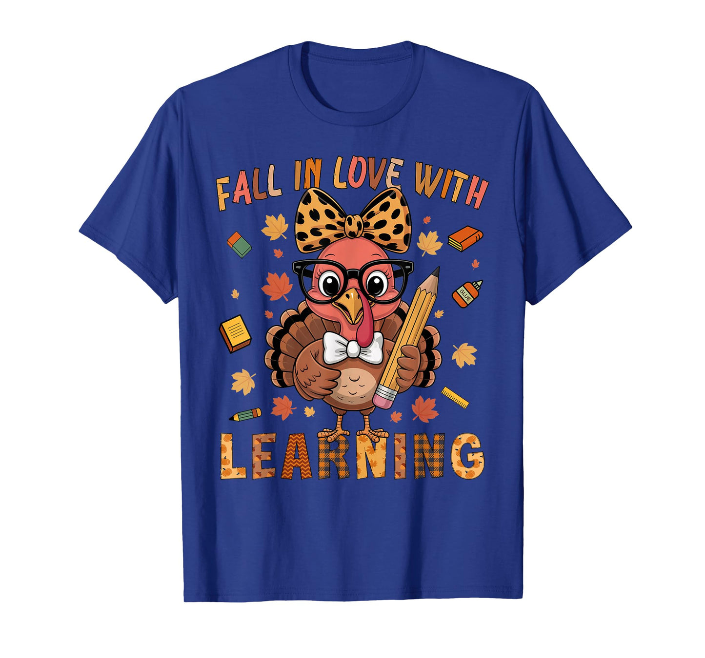 Thanksgiving Turkey Teacher Shirt Fall in Love with Learning T-Shirt