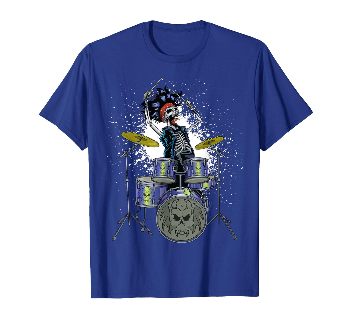 Skeleton Drummer Skull Drums Cool Percussion Drum Sticks T-Shirt