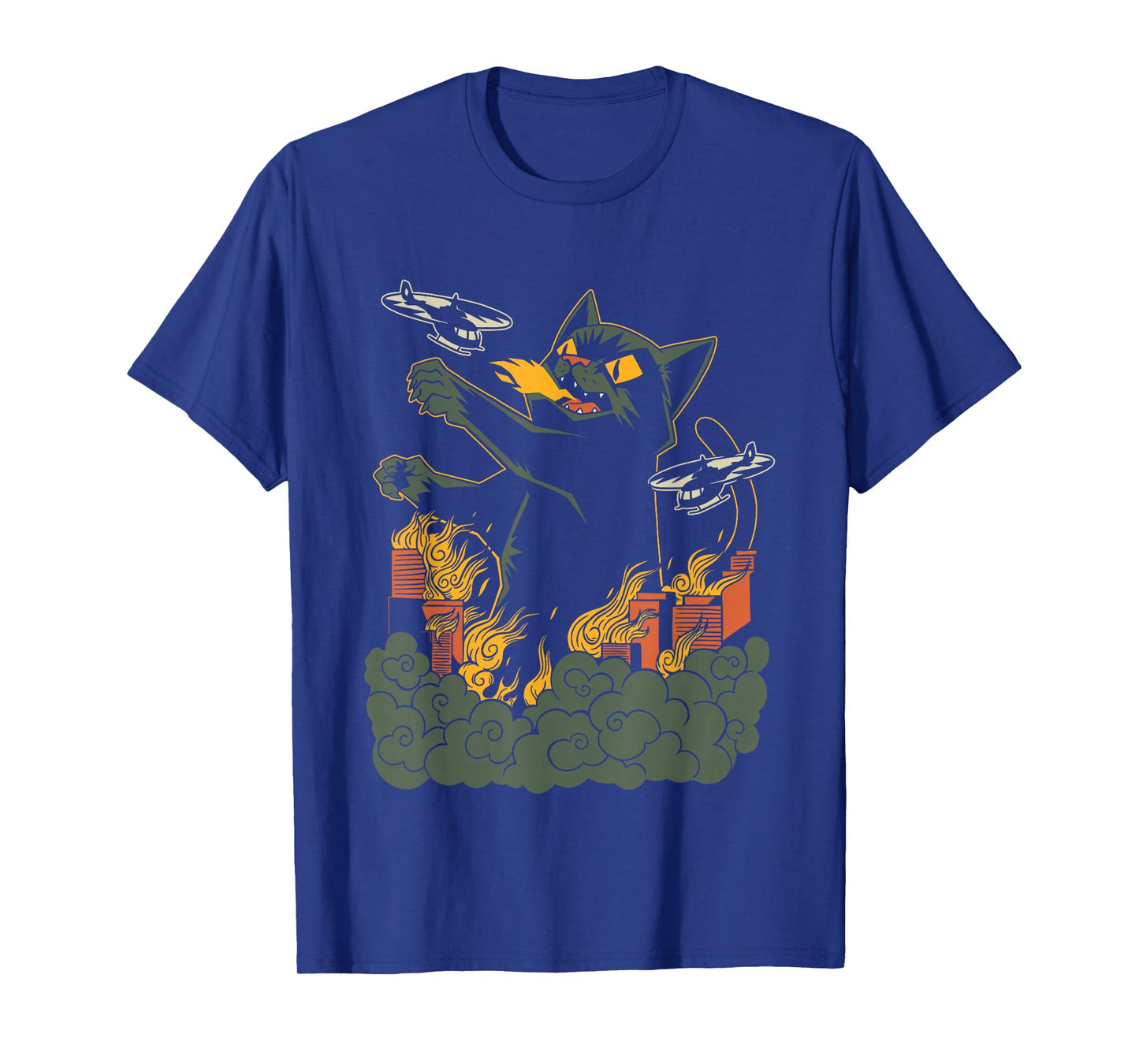 Kaiju Cat Anime Comic Art Japanese Zilla Big Cat Graphic T-Shirt