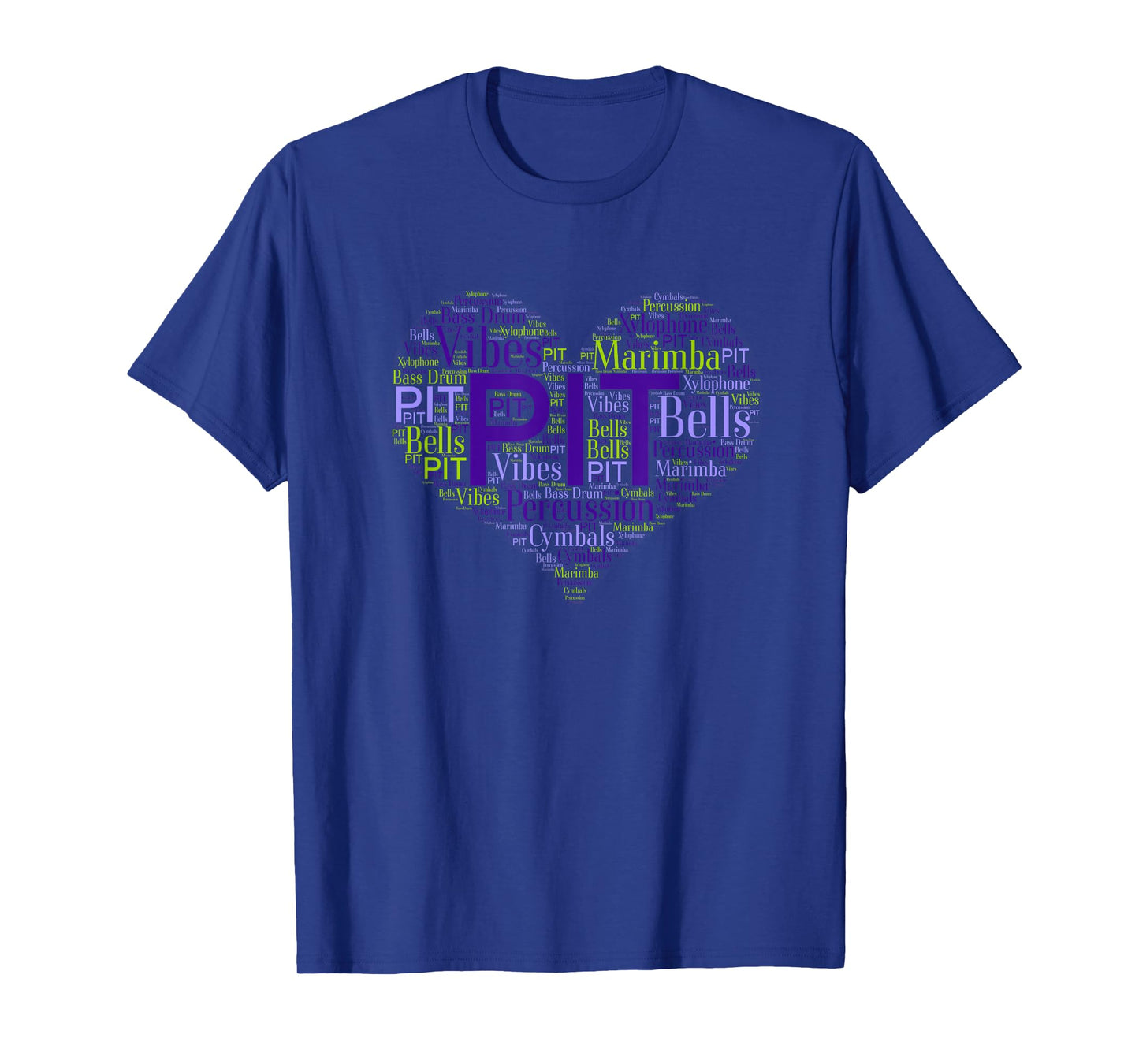 I Love PIT Marching Band Percussion Heart Word Cloud T-shirt