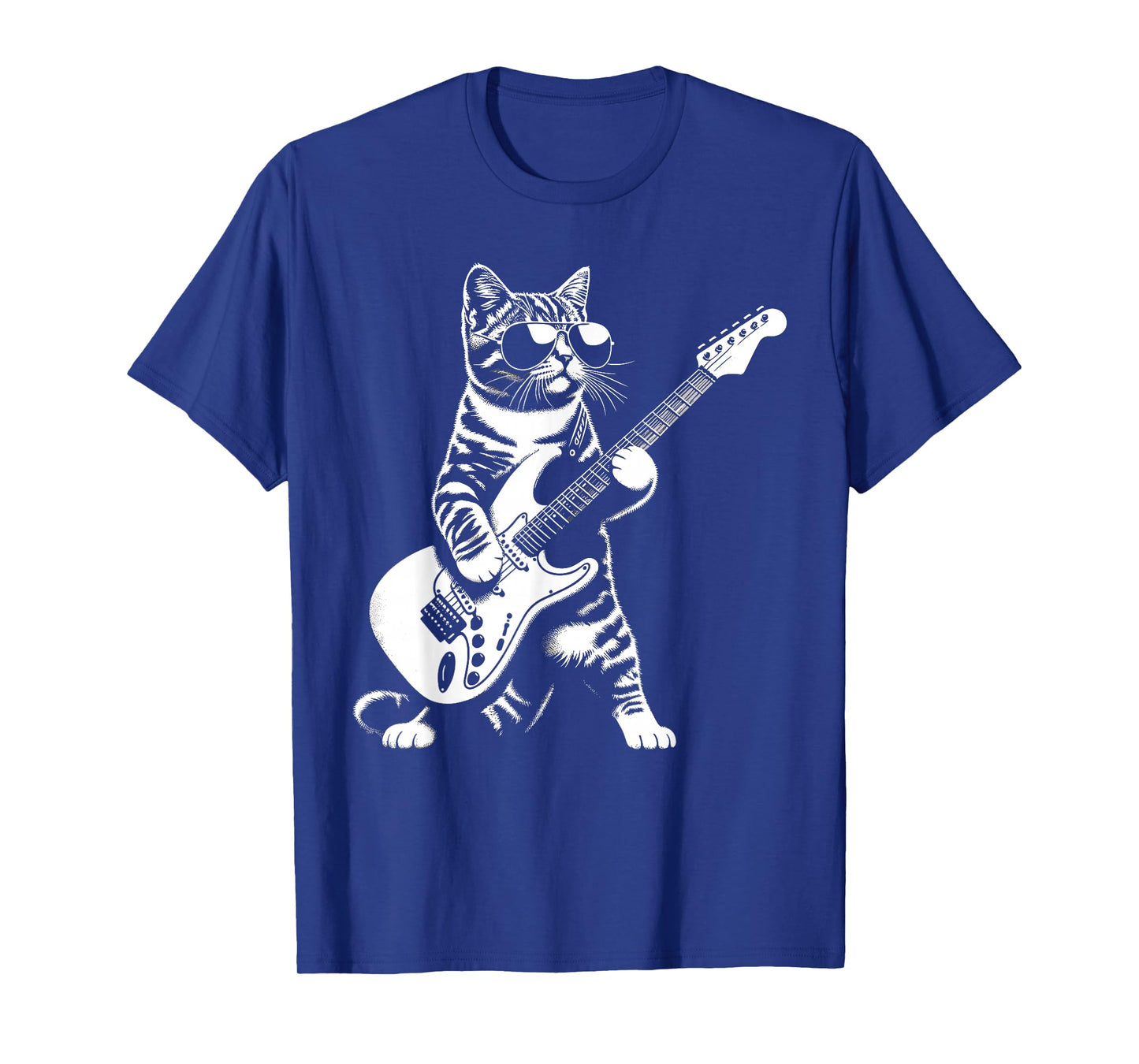 Guitar Cat Novelty Rock Music Band Concert Funny Cat T-Shirt
