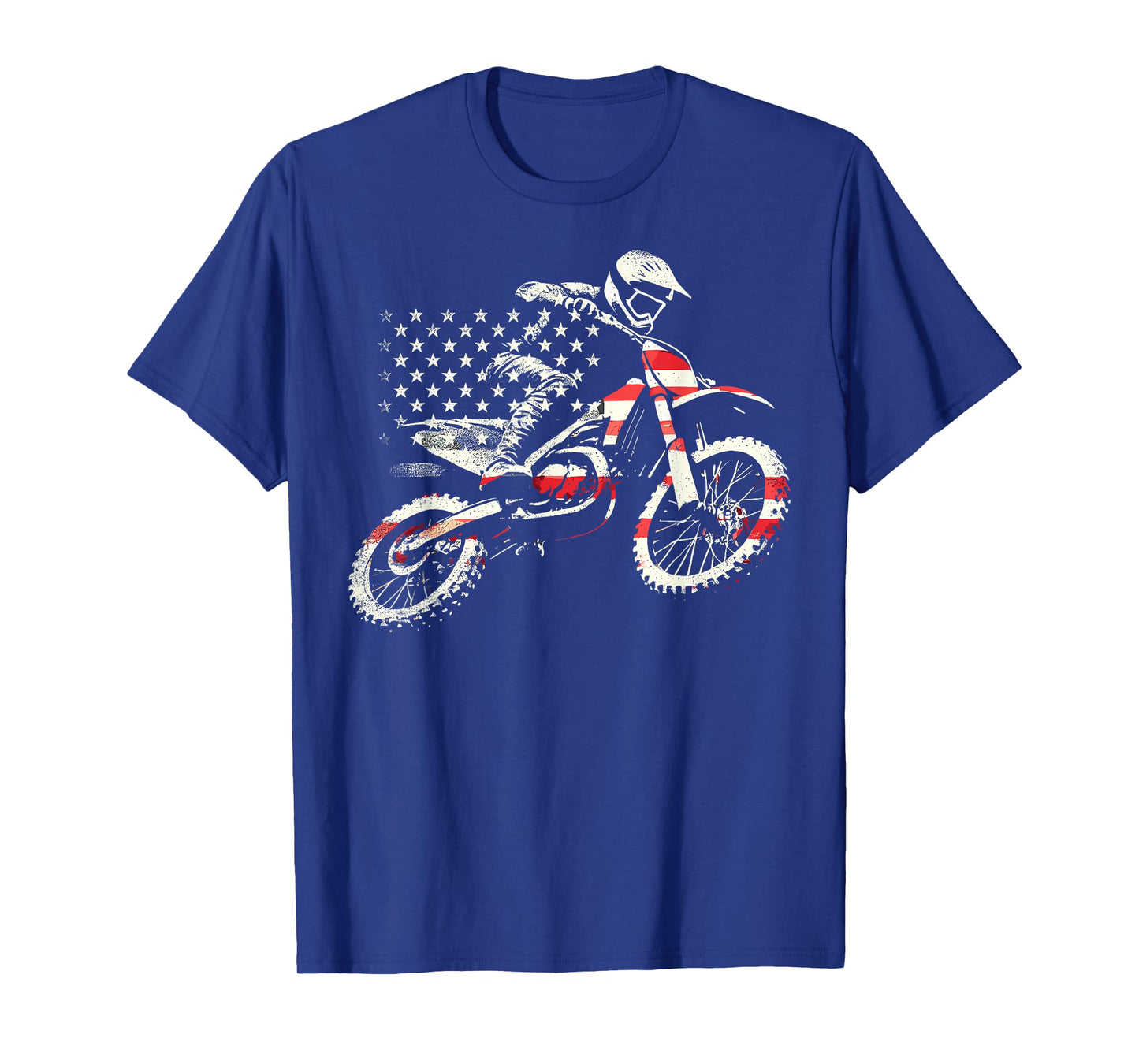 Dirt Bike Retro American Flag Motocross Enduro T-Shirt