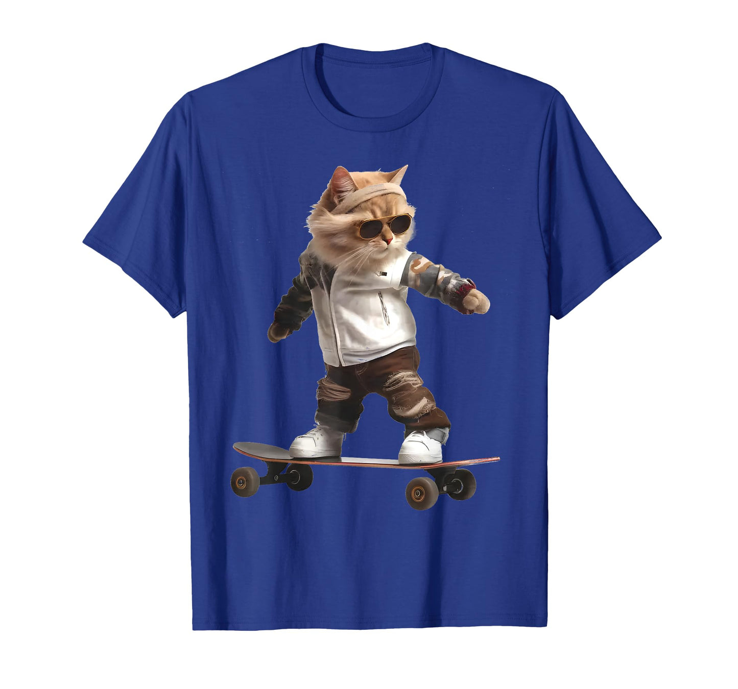 Cat On A Skateboard Funny Stylish Riding Cat In Skatepark Men Women Kids T-Shirt