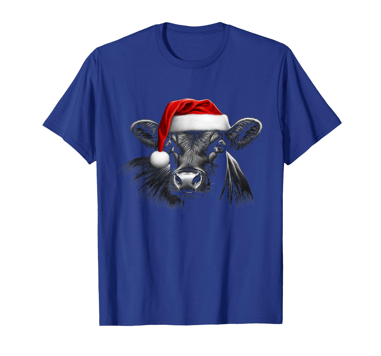 Angus Rancher Christmas Hat Cow Santa Hat Black T-Shirt