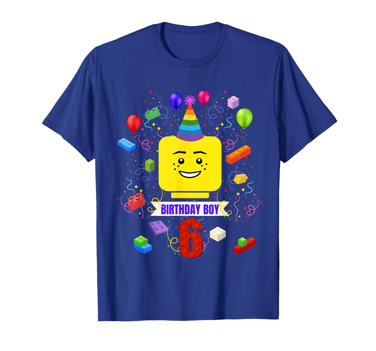 Building Bricks 6th Birthday Boy 6 Master Builder Blocks T-Shirt