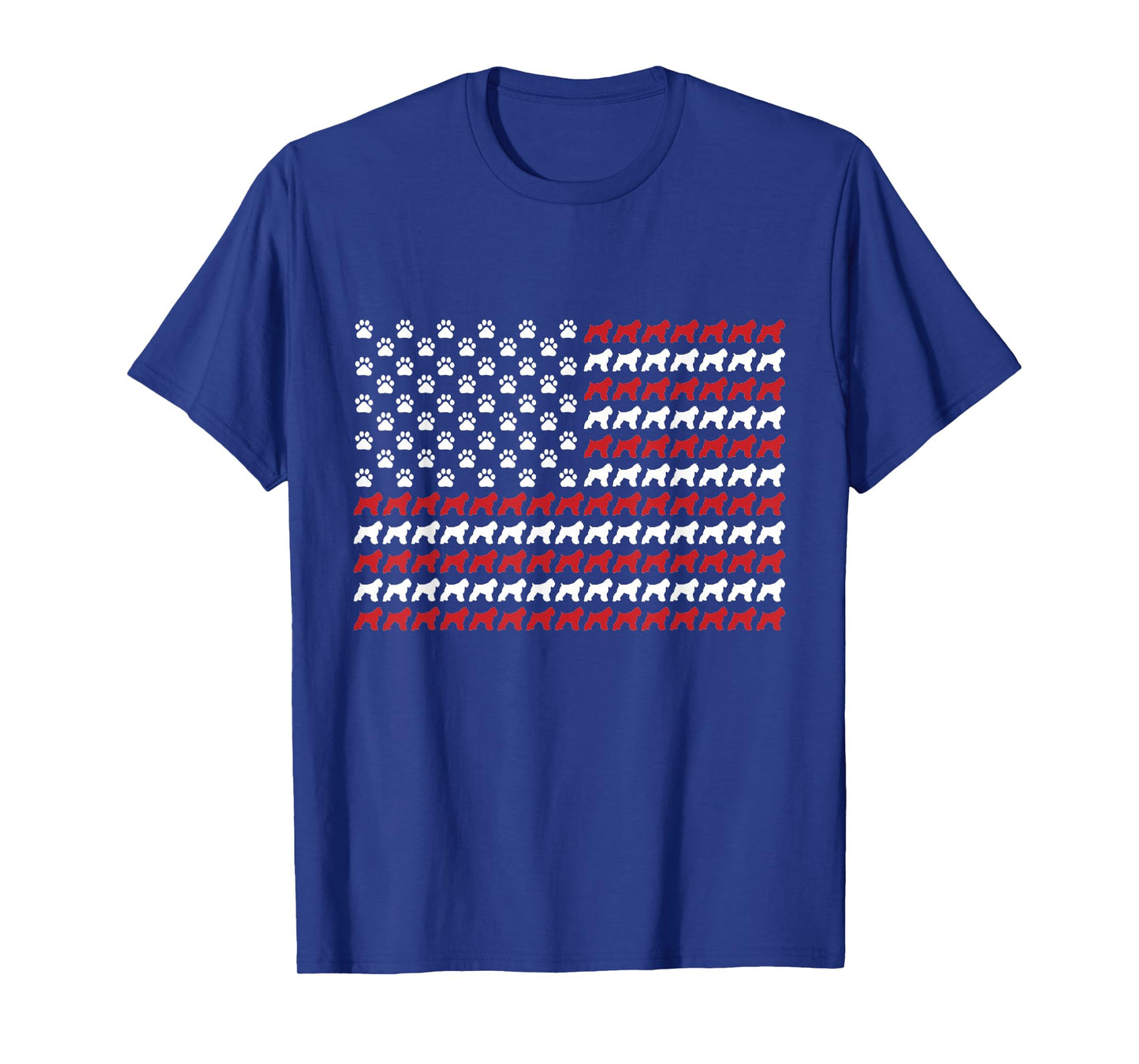 Bouvier des Flandres 4th of July Dog Paw Print T-Shirt
