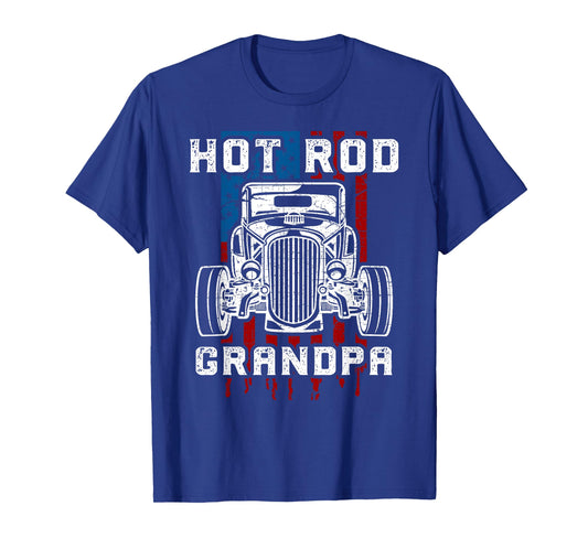 Hot Rod Grandpa Shirt Vintage Car American Flag Tee Women Men T-Shirt