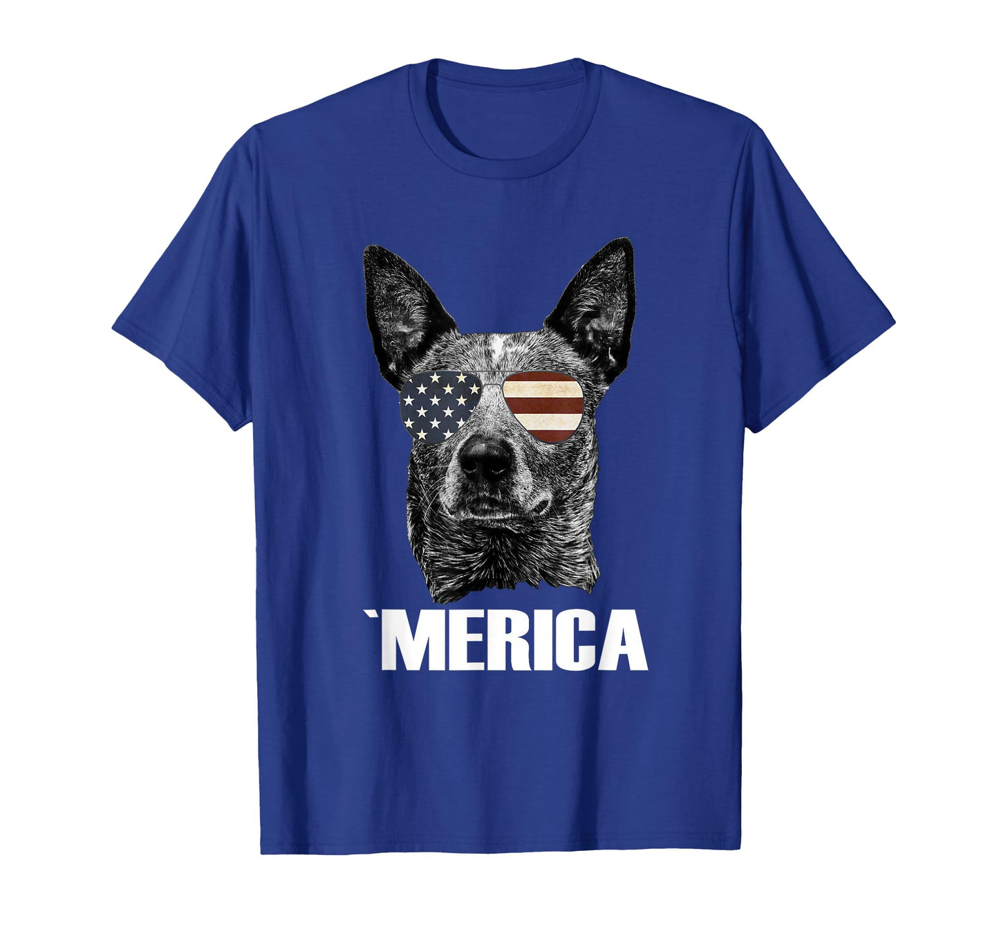 Merica Australian Cattle Dog with USA Flag Sunglasses Gift T-Shirt