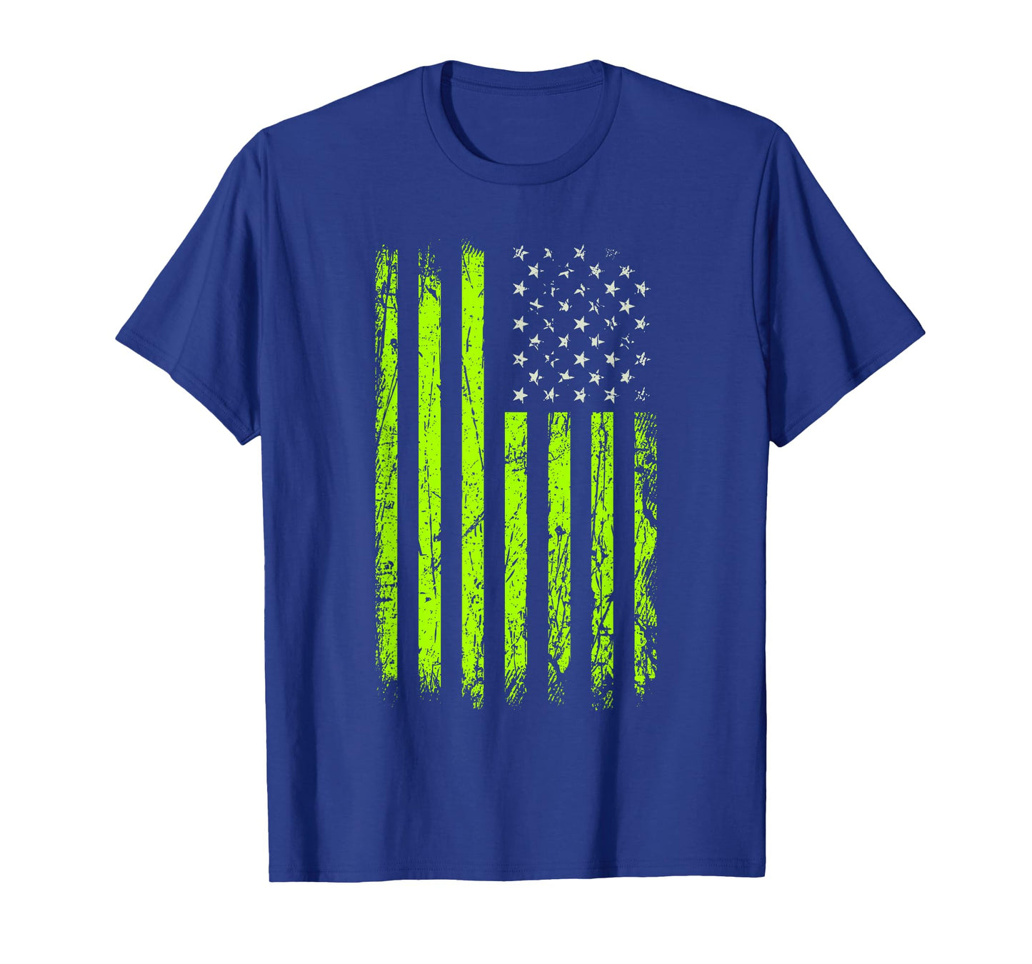 Green Stars & Stripes.American USA Flag Green Color Graphic T-Shirt