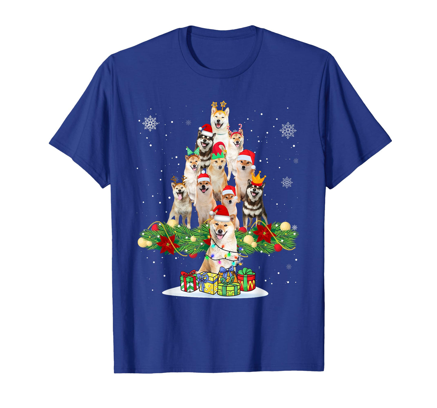 Ugly Sweater Christmas Tree Shiba Inu Dog Xmas Lights T-Shirt