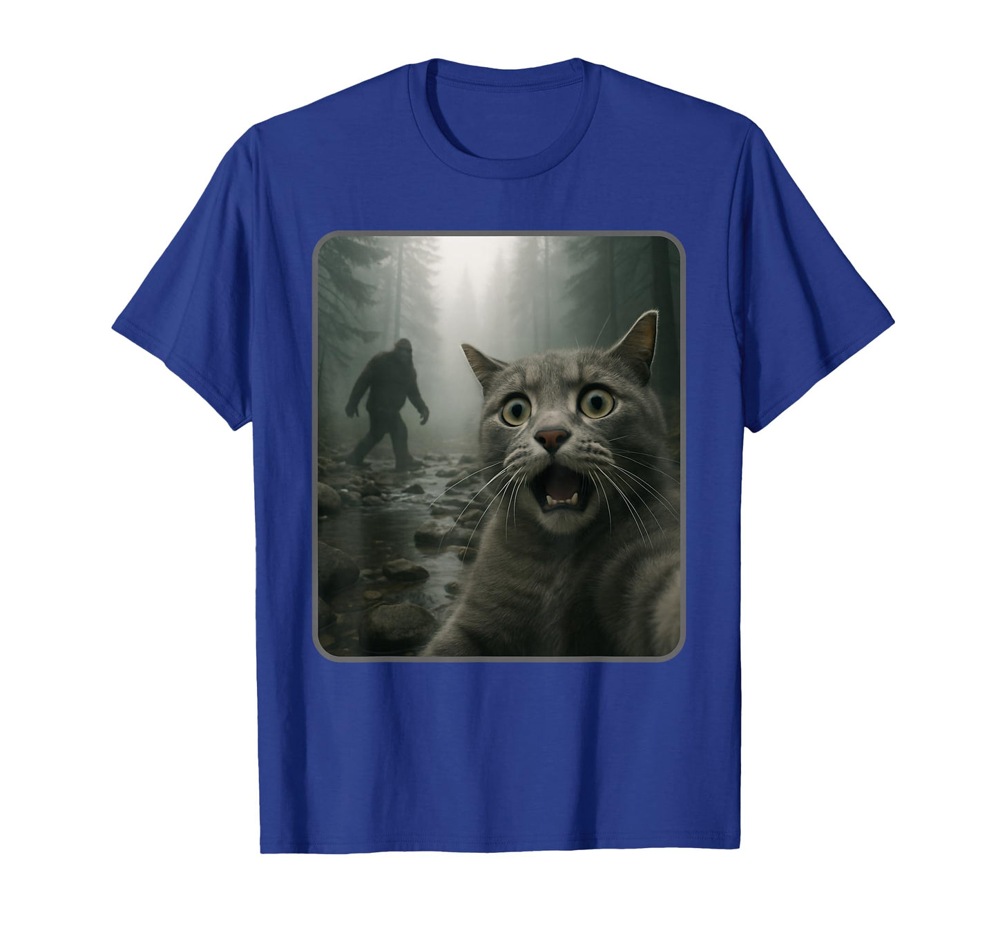 Funny Cat Selfie with Bigfoot Meme T-Shirt